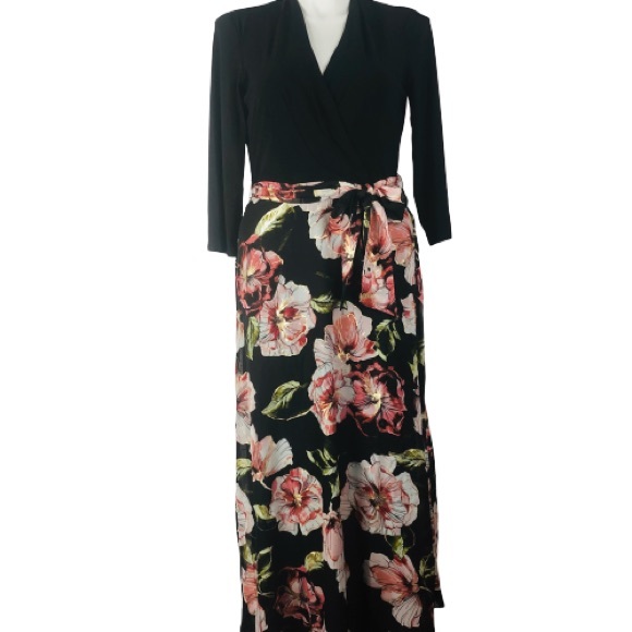 Chetta B Dresses Chetta B Black Maxi Dress With Floral Skirt Poshmark